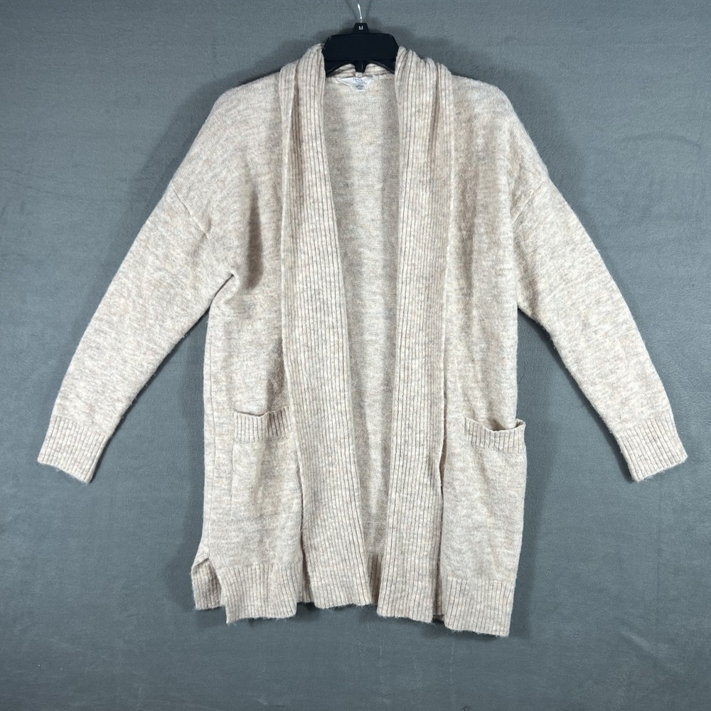 Time and Tru Women's Beige Heather Open Front Cardigan Sweater Size M (8-10)